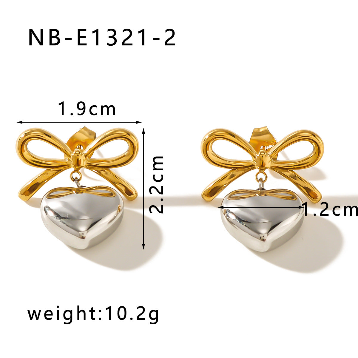 Wholesale Bow Titanium Steel Plated with 18K Gold Niche Contrast Color Light Luxury Love Pendant Earrings